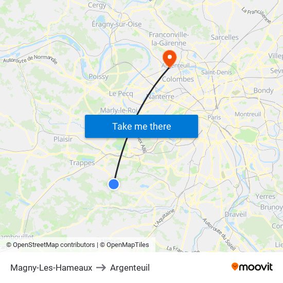Magny-Les-Hameaux to Argenteuil map