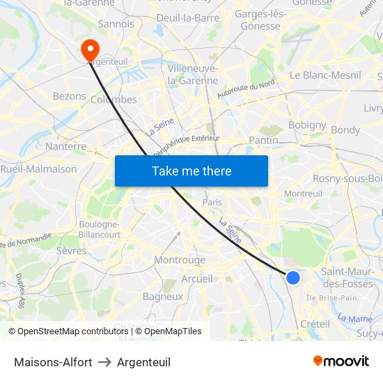 Maisons-Alfort to Argenteuil map