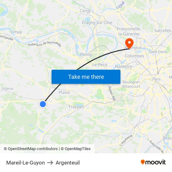 Mareil-Le-Guyon to Argenteuil map