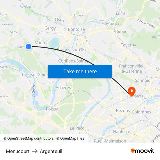 Menucourt to Argenteuil map