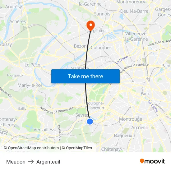 Meudon to Argenteuil map