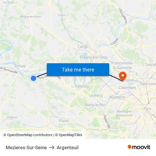 Mezieres-Sur-Seine to Argenteuil map
