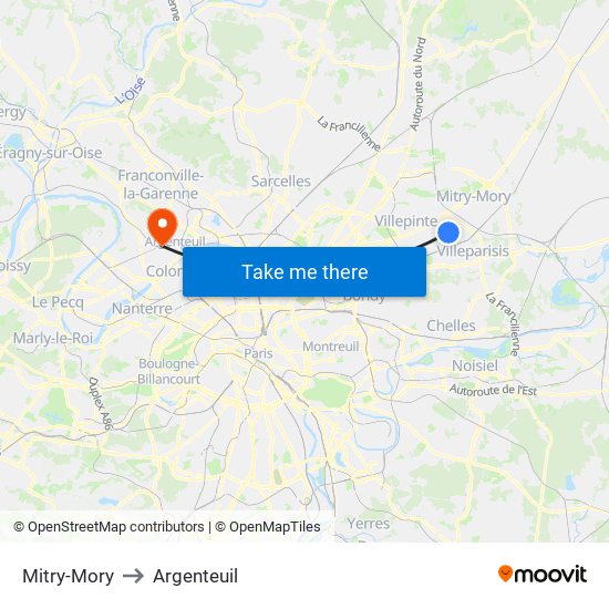 Mitry-Mory to Argenteuil map