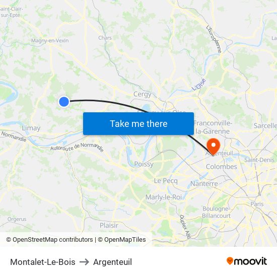 Montalet-Le-Bois to Argenteuil map