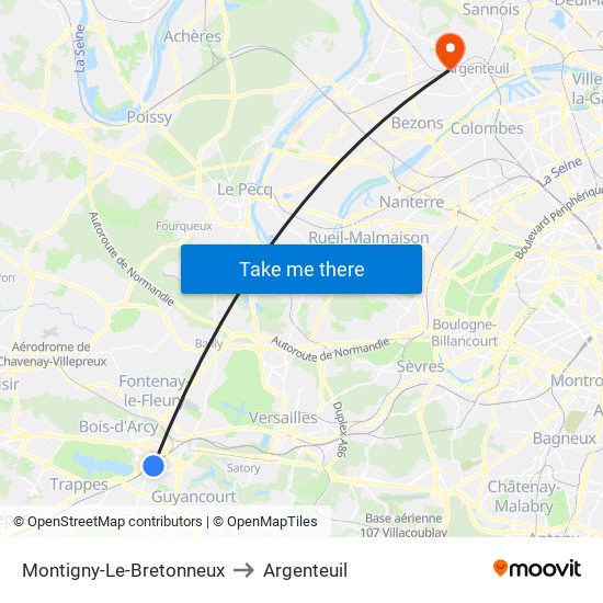 Montigny-Le-Bretonneux to Argenteuil map