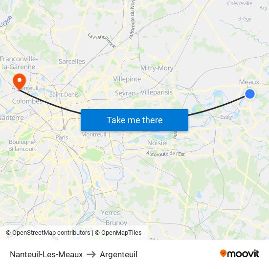 Nanteuil-Les-Meaux to Argenteuil map