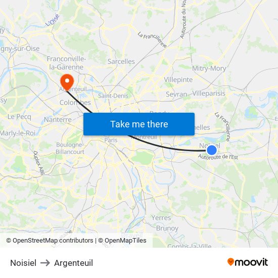 Noisiel to Argenteuil map