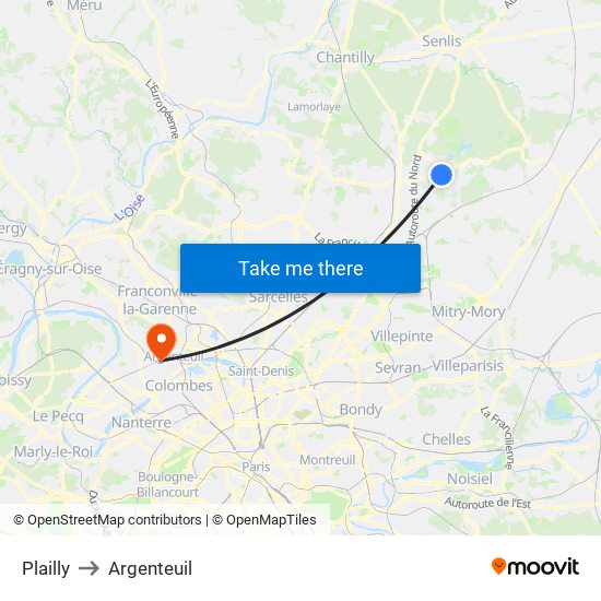 Plailly to Argenteuil map