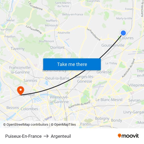 Puiseux-En-France to Argenteuil map