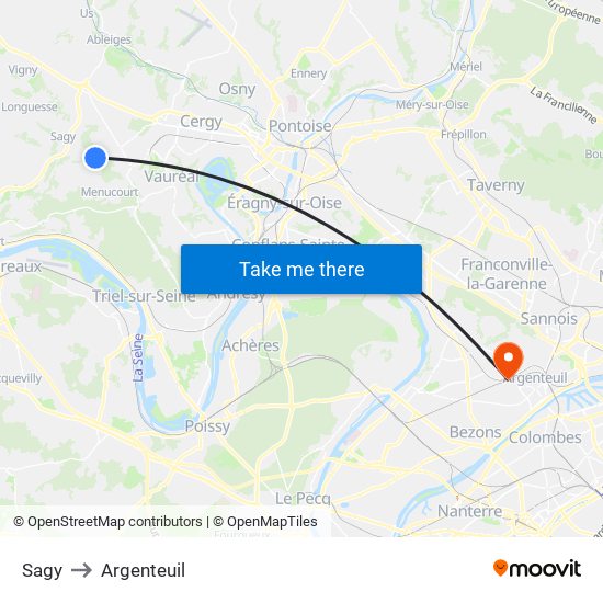 Sagy to Argenteuil map