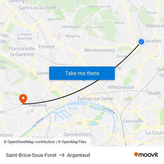 Saint-Brice-Sous-Foret to Argenteuil map