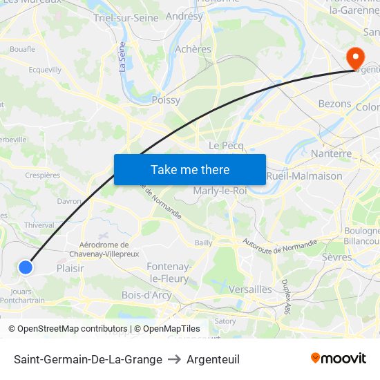 Saint-Germain-De-La-Grange to Argenteuil map