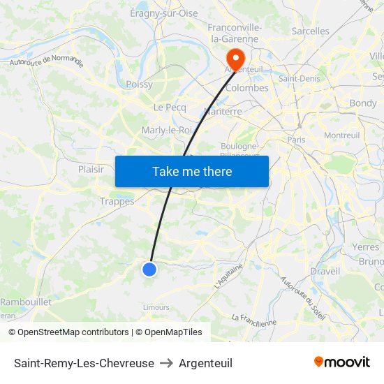 Saint-Remy-Les-Chevreuse to Argenteuil map