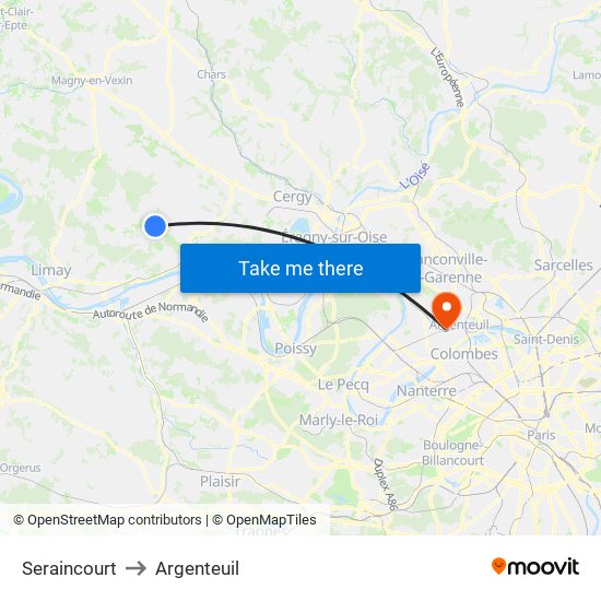 Seraincourt to Argenteuil map
