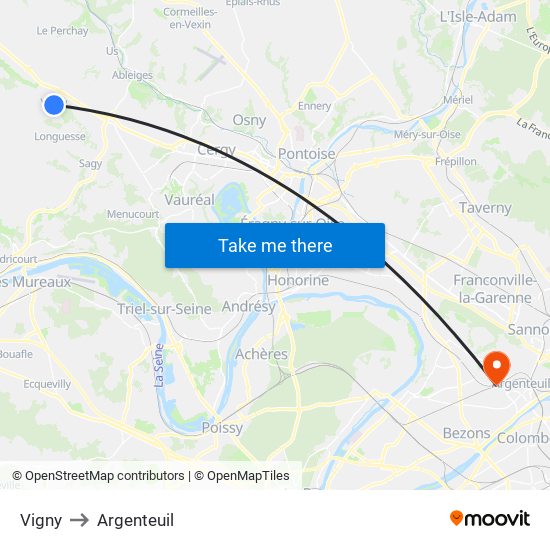 Vigny to Vigny map