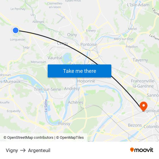 Vigny to Argenteuil map