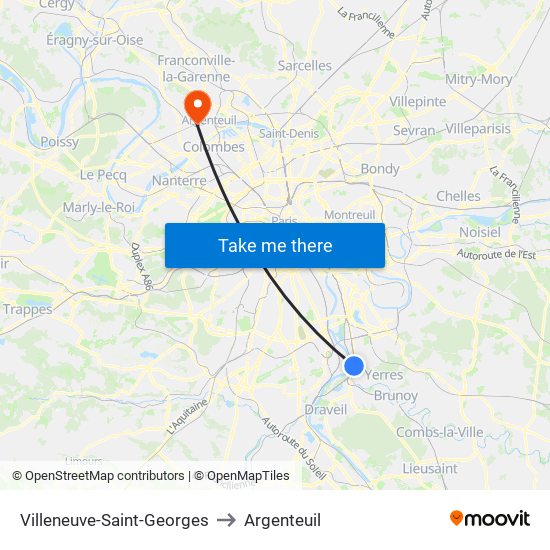Villeneuve-Saint-Georges to Argenteuil map