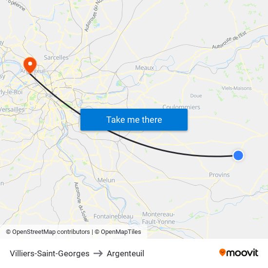 Villiers-Saint-Georges to Argenteuil map