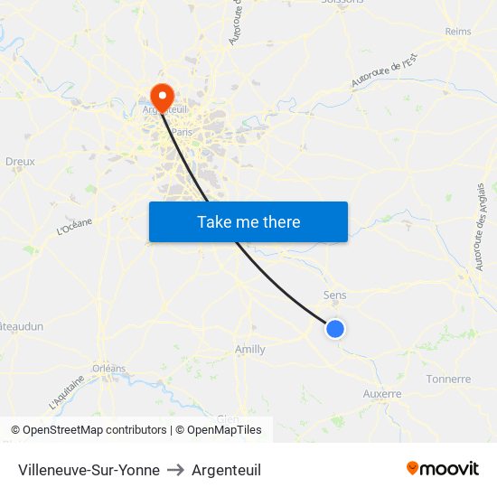 Villeneuve-Sur-Yonne to Argenteuil map