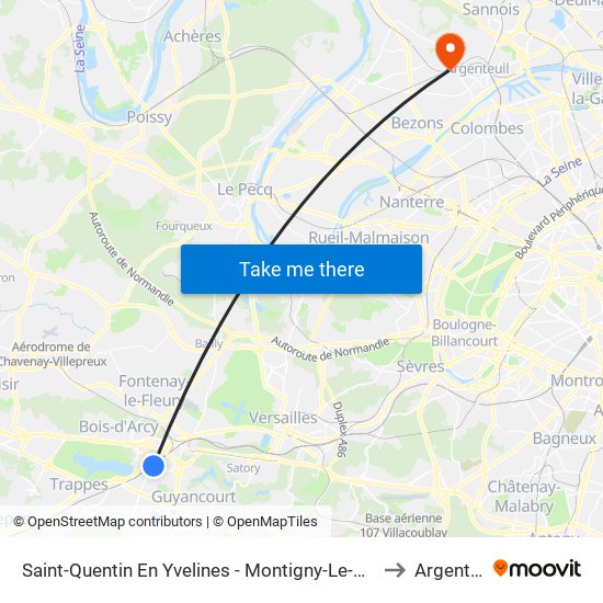 Saint-Quentin En Yvelines - Montigny-Le-Bretonneux to Argenteuil map