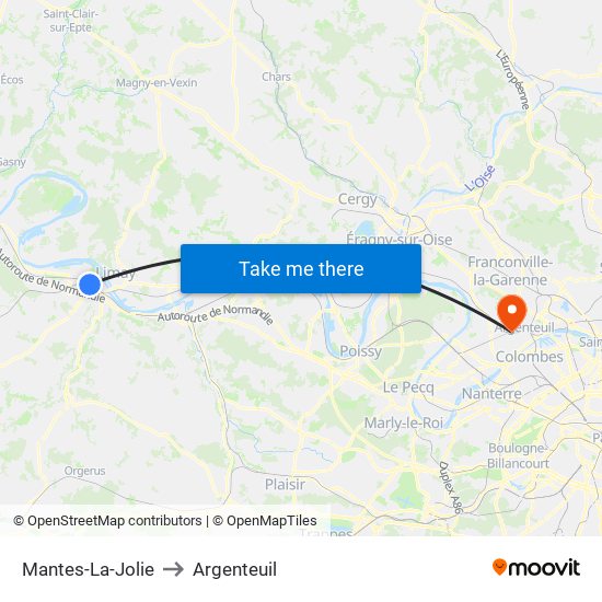 Mantes-La-Jolie to Argenteuil map