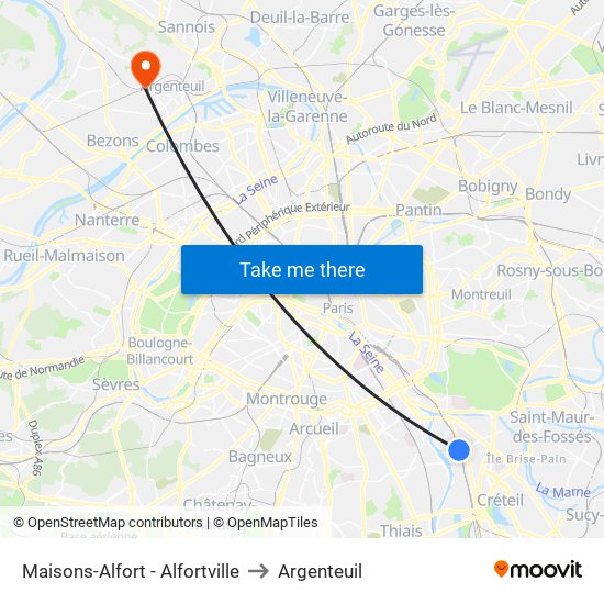Maisons-Alfort - Alfortville to Argenteuil map