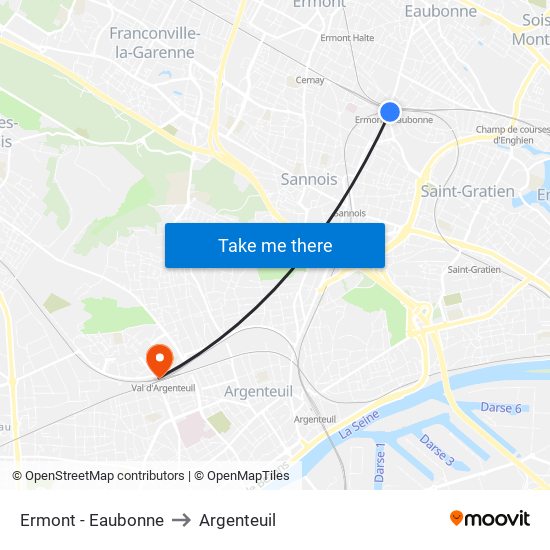 Ermont - Eaubonne to Argenteuil map