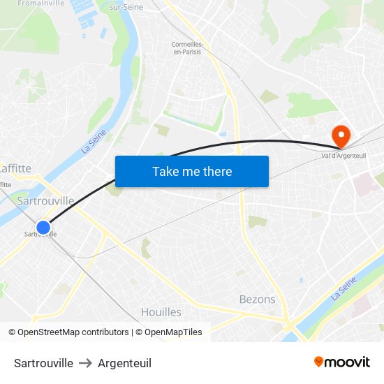Sartrouville to Argenteuil map