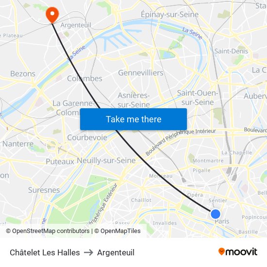 Châtelet Les Halles to Argenteuil map