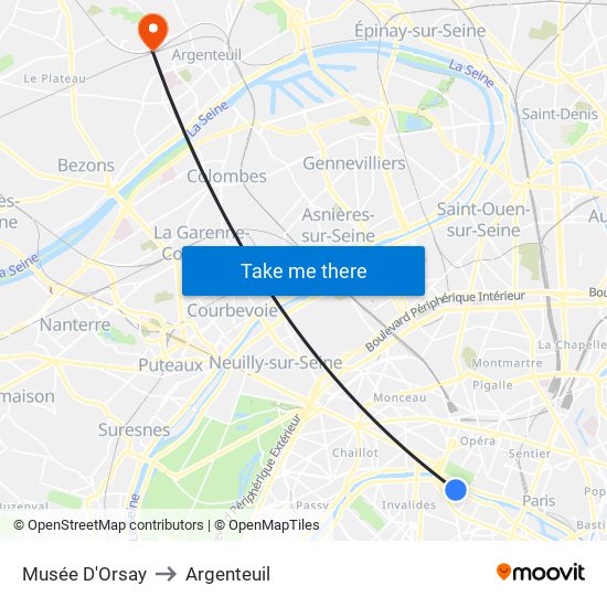 Musée D'Orsay to Argenteuil map