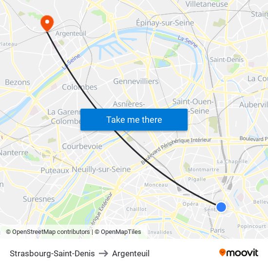 Strasbourg-Saint-Denis to Argenteuil map