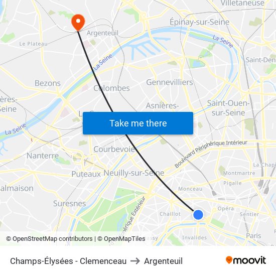 Champs-Élysées - Clemenceau to Argenteuil map