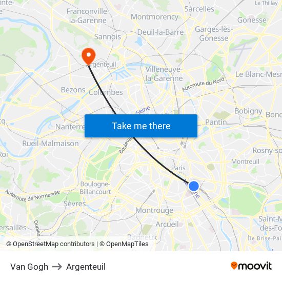 Van Gogh to Argenteuil map