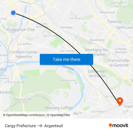 Cergy Préfecture to Argenteuil map