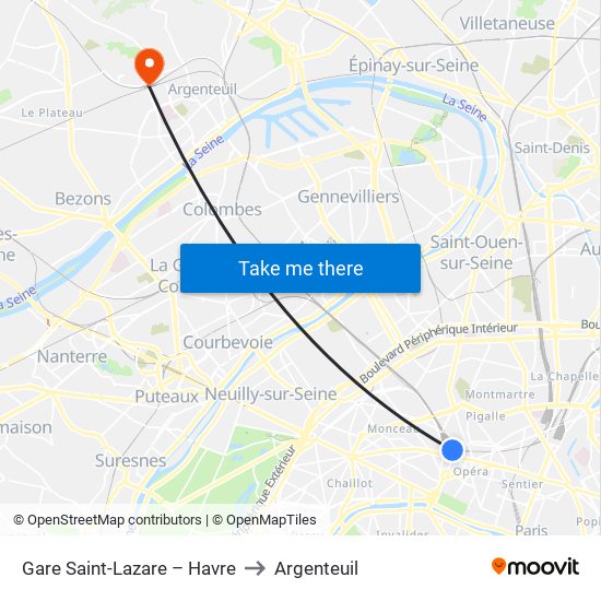 Gare Saint-Lazare – Havre to Argenteuil map