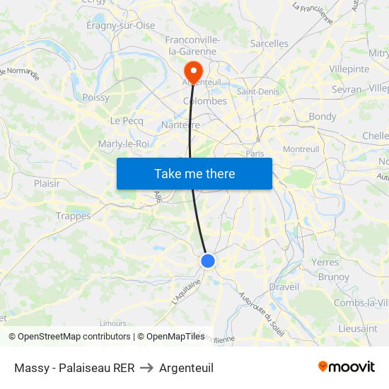 Massy - Palaiseau RER to Argenteuil map