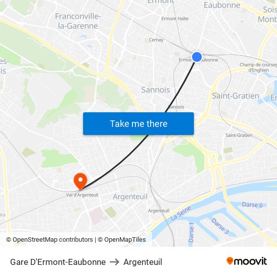 Gare D'Ermont-Eaubonne to Argenteuil map