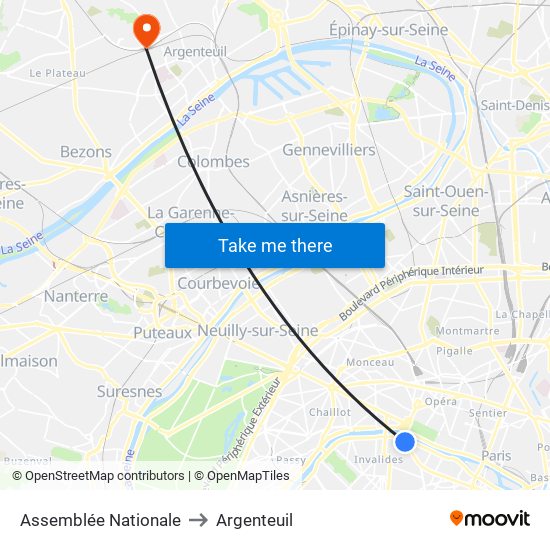 Assemblée Nationale to Argenteuil map