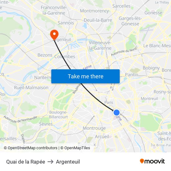Quai de la Rapée to Argenteuil map