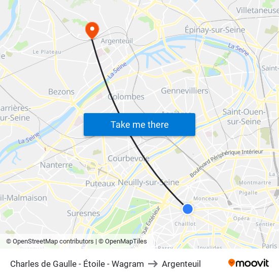 Charles de Gaulle - Étoile - Wagram to Argenteuil map