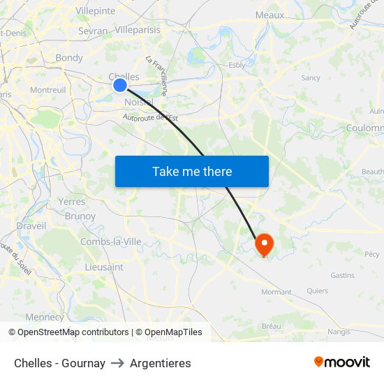 Chelles - Gournay to Argentieres map