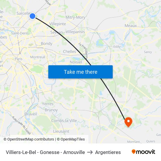 Villiers-Le-Bel - Gonesse - Arnouville to Argentieres map