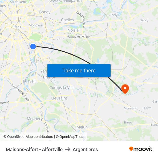 Maisons-Alfort - Alfortville to Argentieres map
