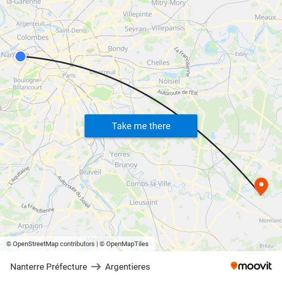 Nanterre Préfecture to Argentieres map