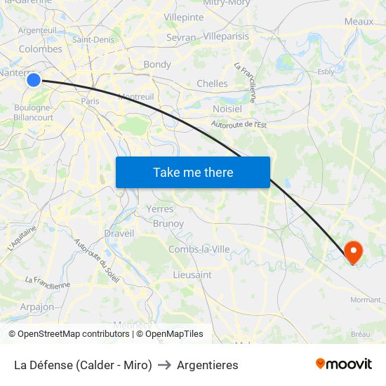 La Défense (Calder - Miro) to Argentieres map