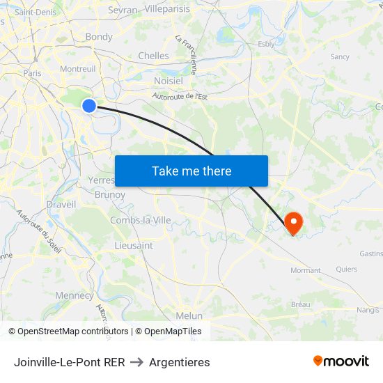 Joinville-Le-Pont RER to Argentieres map