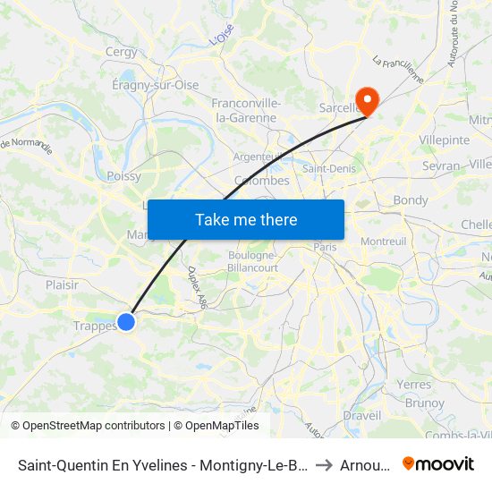 Saint-Quentin En Yvelines - Montigny-Le-Bretonneux to Arnouville map
