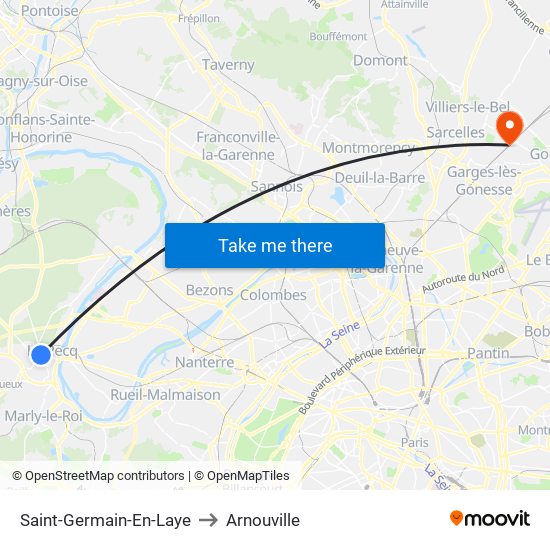 Saint-Germain-En-Laye to Arnouville map