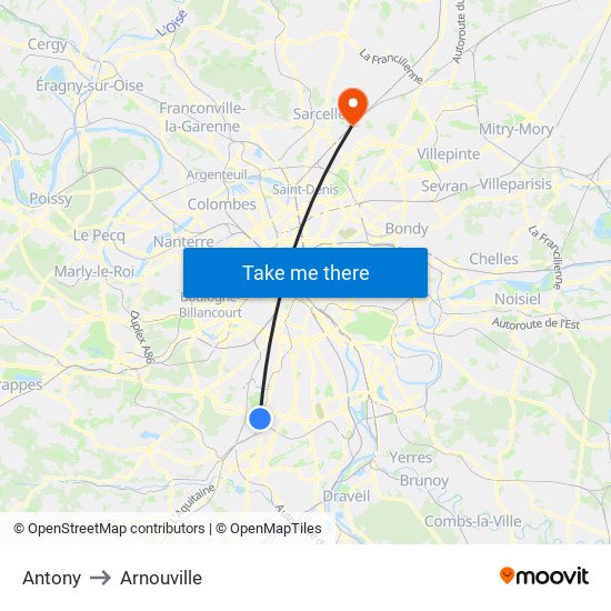 Antony to Arnouville map