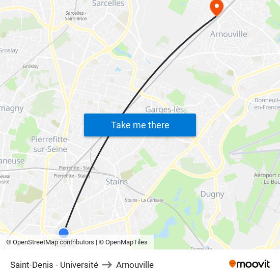 Saint-Denis - Université to Arnouville map